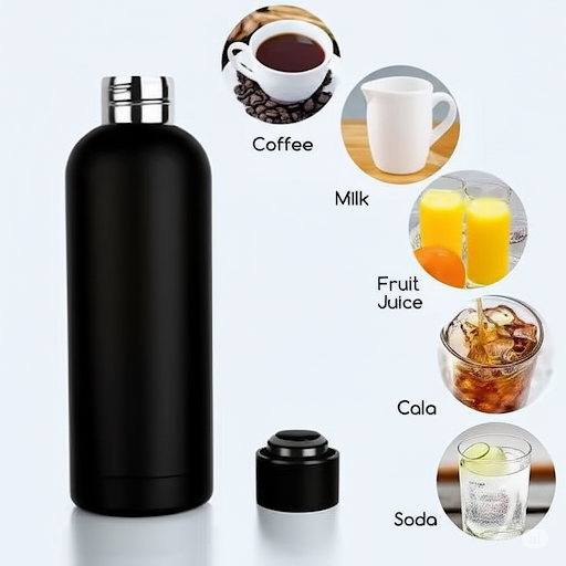 Mbniem 16oz/500ml Insulated Small Mouth Water Bottle Travel Drinkware 304 Stainless Steel with Bpa-free Vacuum Flask Kids Adults TOUR Black